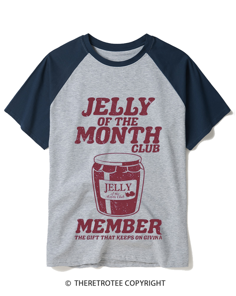 TheRetroTee Jelly Of The Month Club 1980s Raglan Baseball T-Shirt