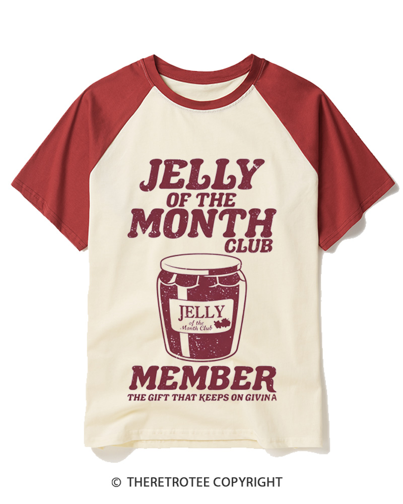 TheRetroTee Jelly Of The Month Club 1980s Raglan Baseball T-Shirt