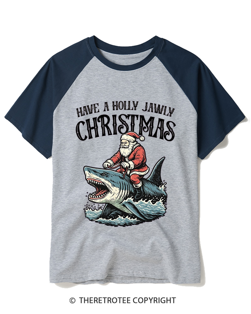 TheRetroTee Have A Holly Jawly Christmas 1960s Raglan Baseball T-Shirt