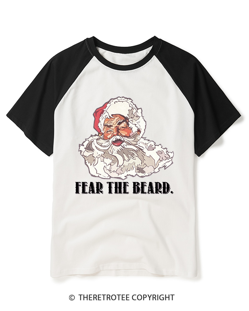 TheRetroTee Fear The Beard. 1950s Raglan Baseball T-Shirt