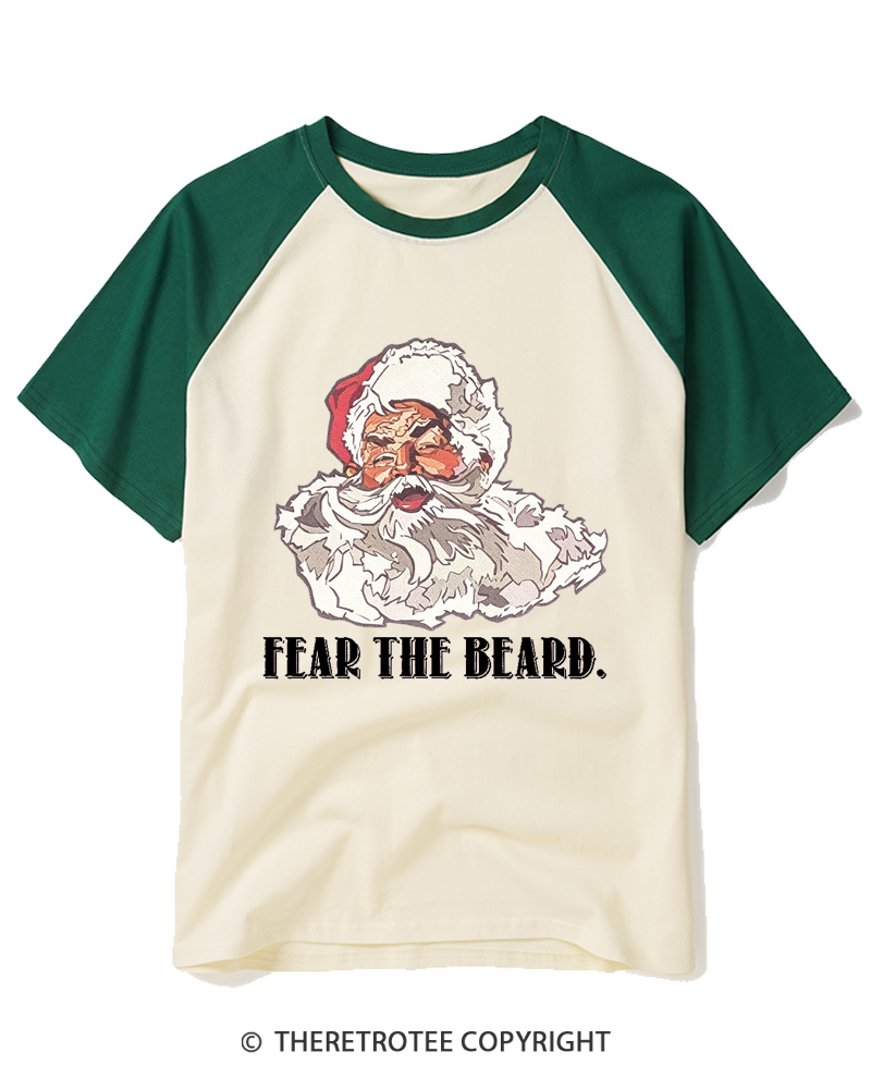 TheRetroTee Fear The Beard. 1950s Raglan Baseball T-Shirt