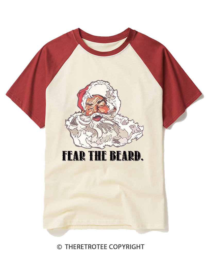 TheRetroTee Fear The Beard. 1950s Raglan Baseball T-Shirt