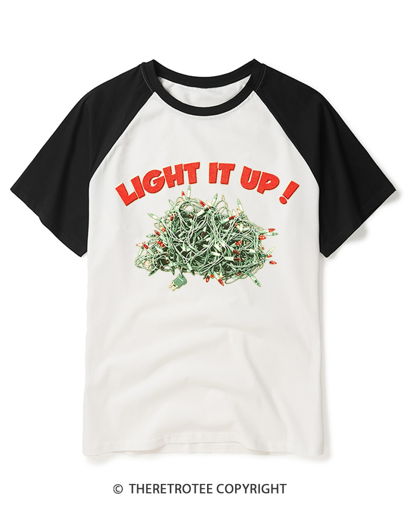 TheRetroTee Light It Up! 1990s Raglan Baseball T-Shirt