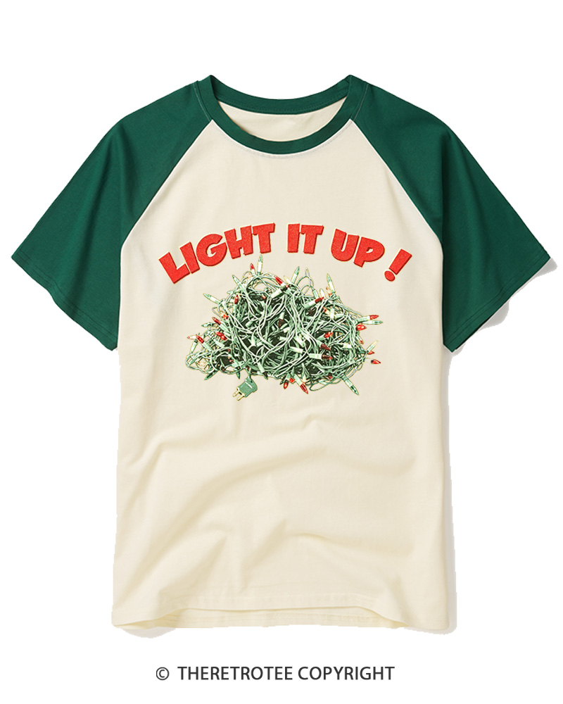 TheRetroTee Light It Up! 1990s Raglan Baseball T-Shirt