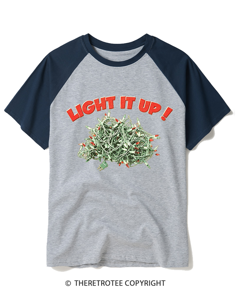 TheRetroTee Light It Up! 1990s Raglan Baseball T-Shirt