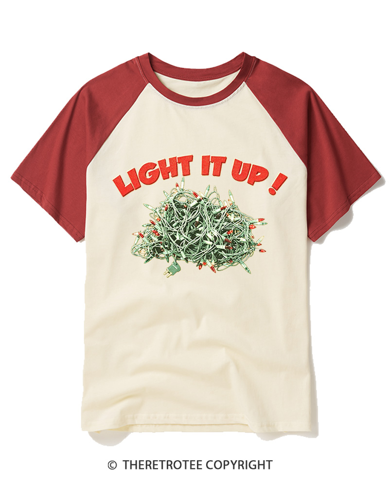 TheRetroTee Light It Up! 1990s Raglan Baseball T-Shirt