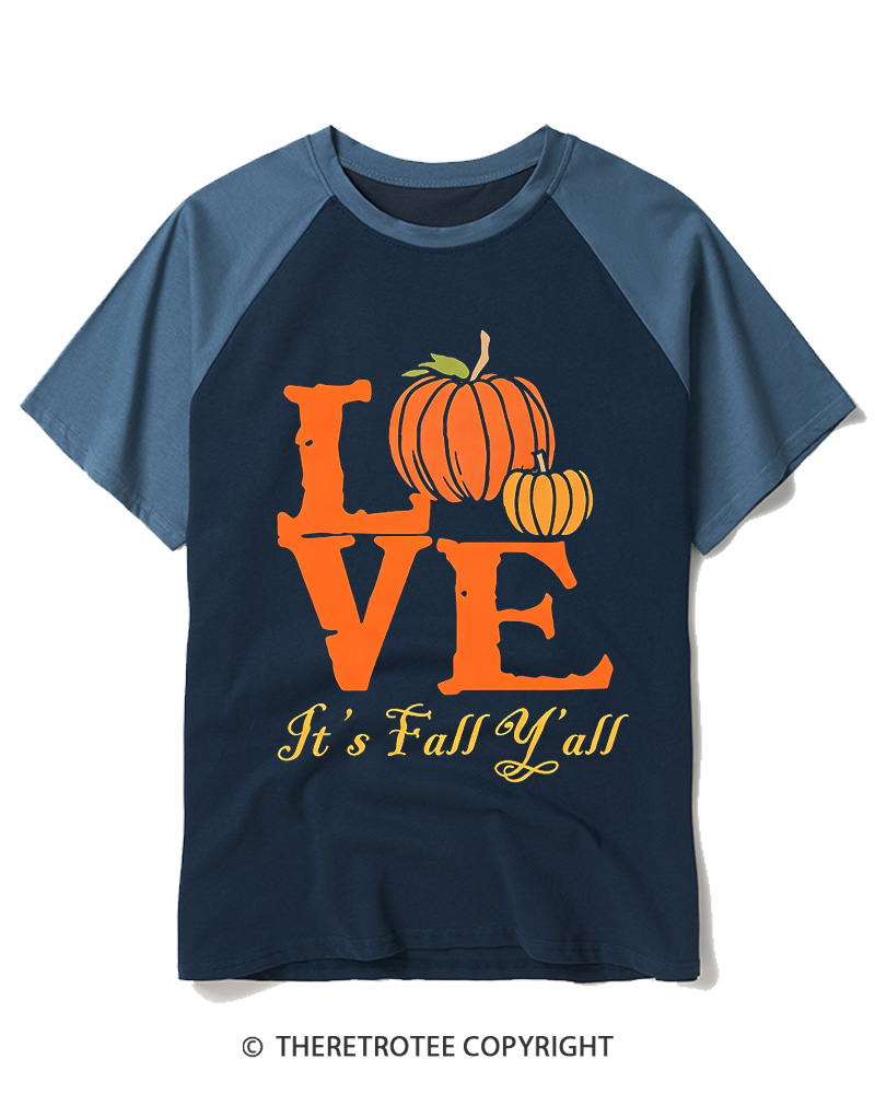 TheRetroTee Happy Fall Yall 1980s Raglan Baseball T-Shirt