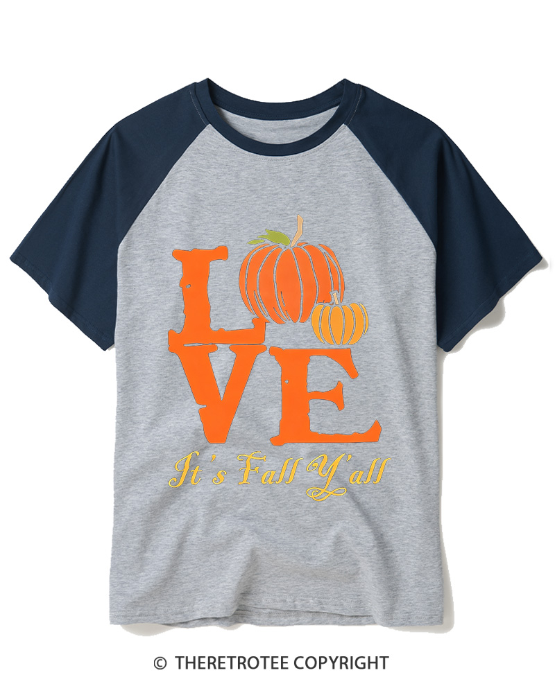 TheRetroTee Happy Fall Yall 1980s Raglan Baseball T-Shirt