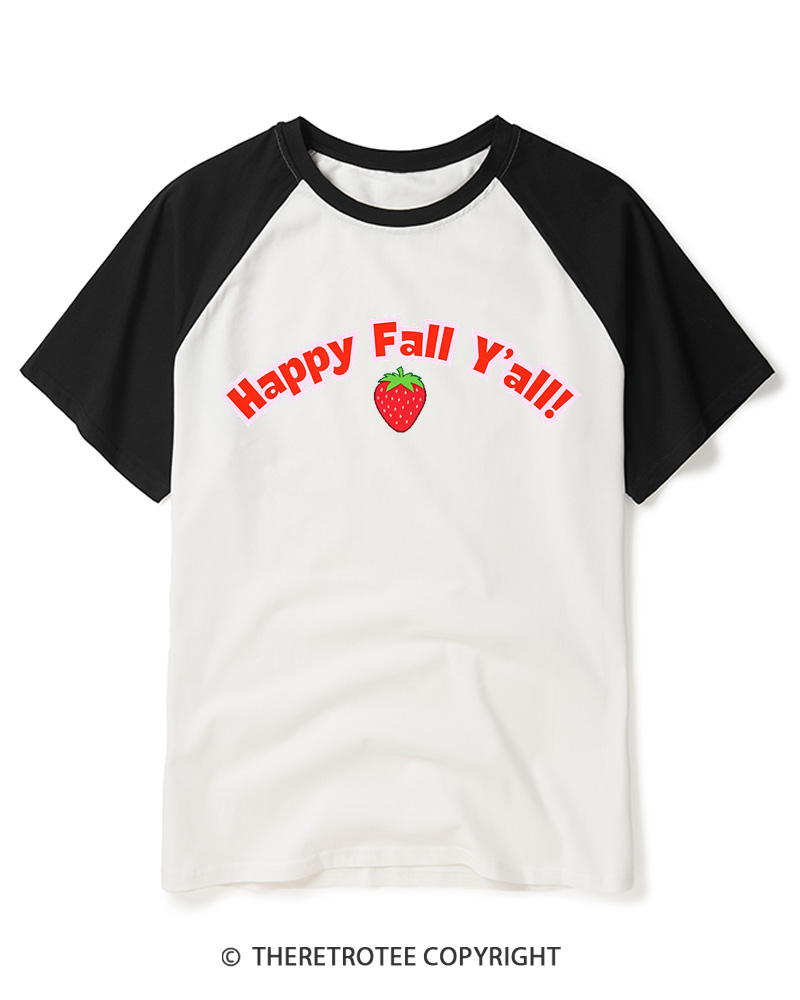 TheRetroTee Happy Fall Yall Raglan Baseball T-Shirt