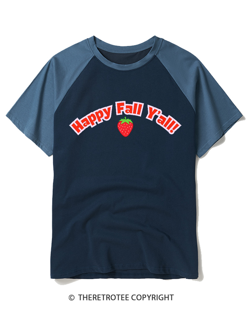 TheRetroTee Happy Fall Yall Raglan Baseball T-Shirt