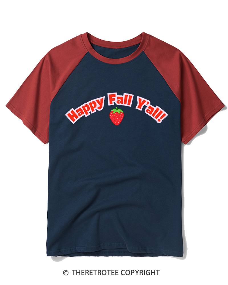TheRetroTee Happy Fall Yall Raglan Baseball T-Shirt