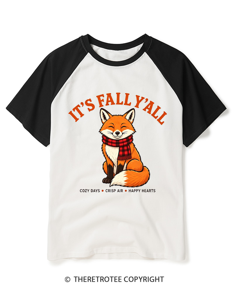TheRetroTee It's Fall Y'all 2000s Raglan Baseball T-Shirt