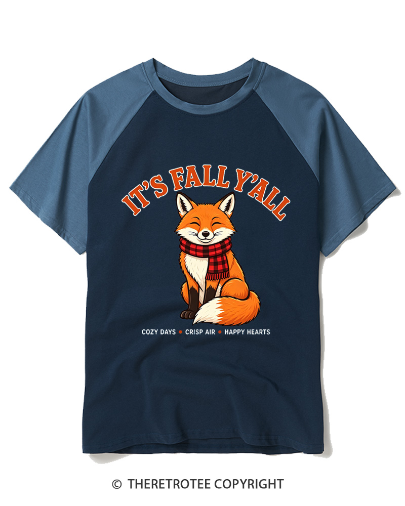 TheRetroTee It's Fall Y'all 2000s Raglan Baseball T-Shirt