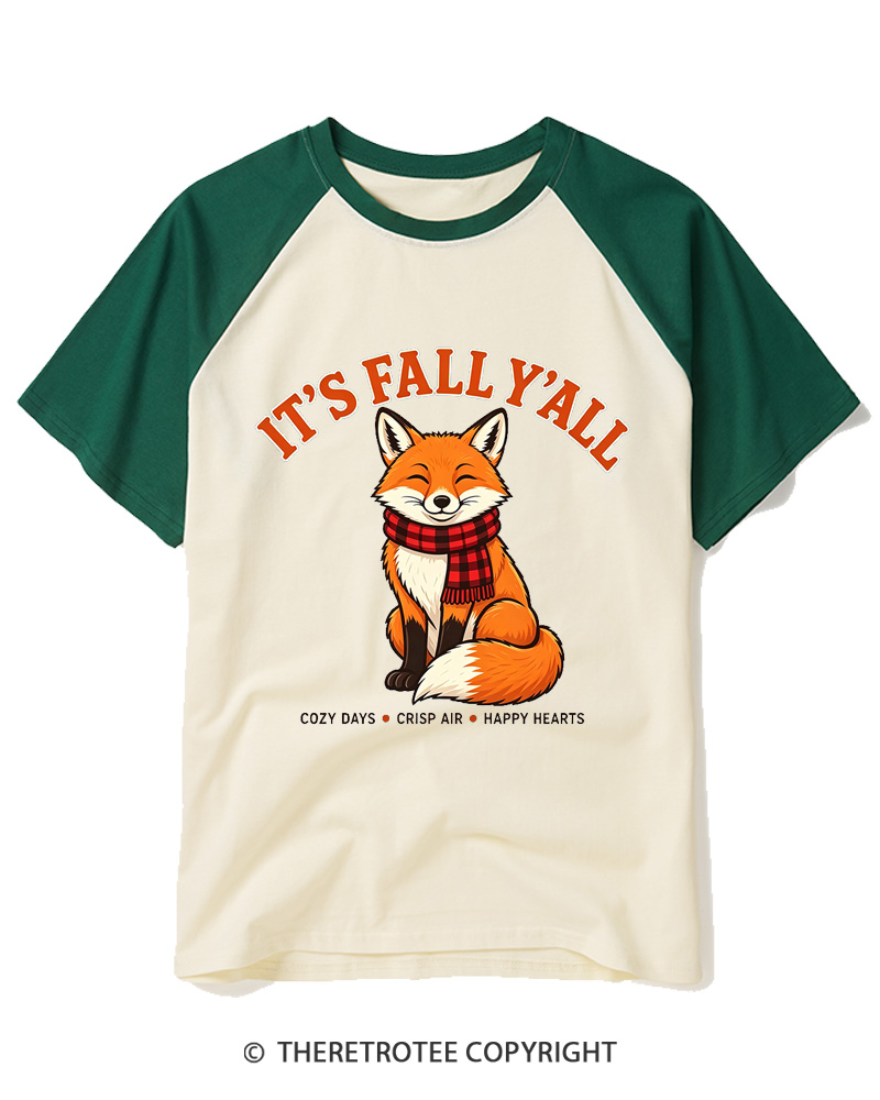 TheRetroTee It's Fall Y'all 2000s Raglan Baseball T-Shirt