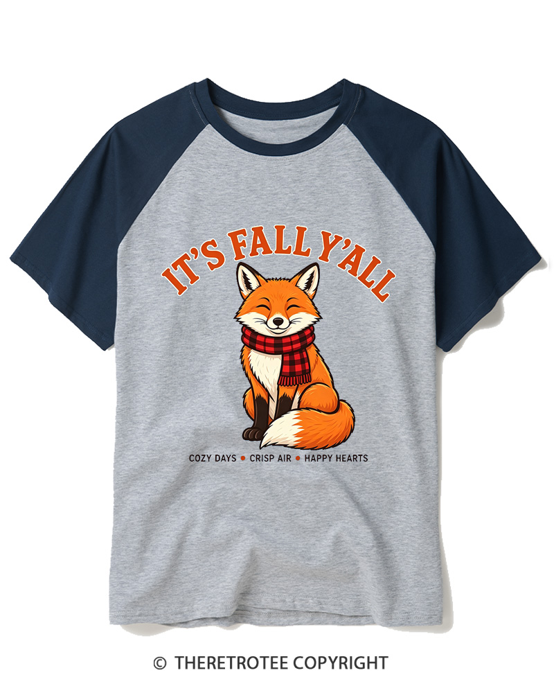 TheRetroTee It's Fall Y'all 2000s Raglan Baseball T-Shirt