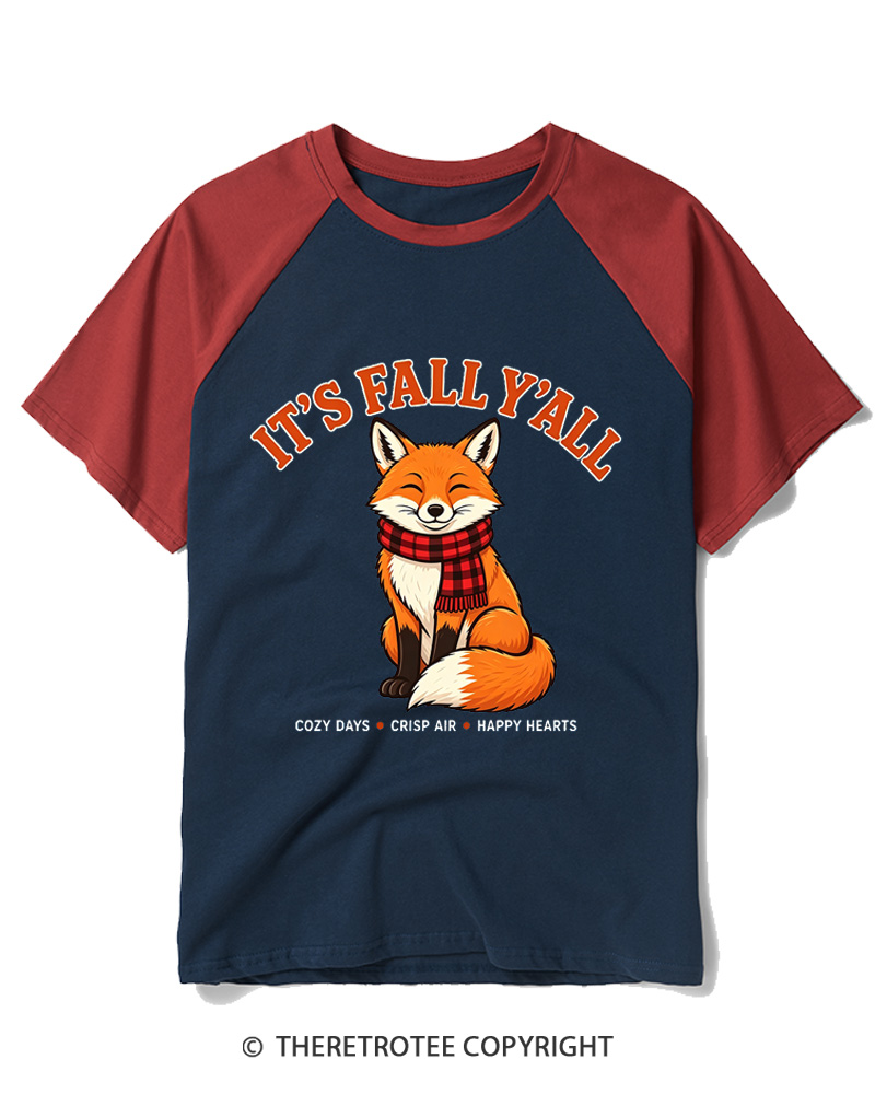 TheRetroTee It's Fall Y'all 2000s Raglan Baseball T-Shirt