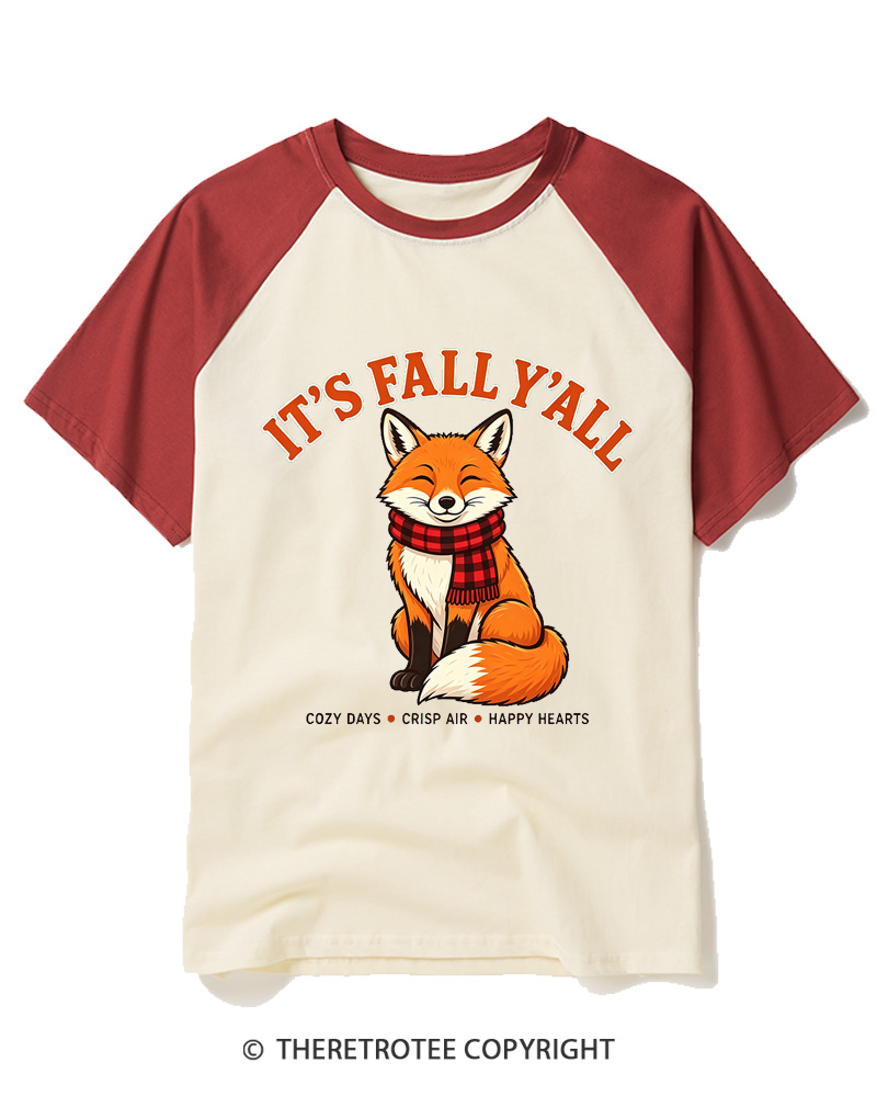 TheRetroTee It's Fall Y'all 2000s Raglan Baseball T-Shirt