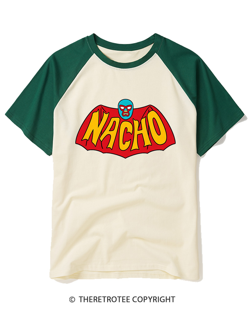 TheRetroTee Na-Na-Na-Na-Na-Na-Na-Na-NACHO Raglan Baseball T-Shirt