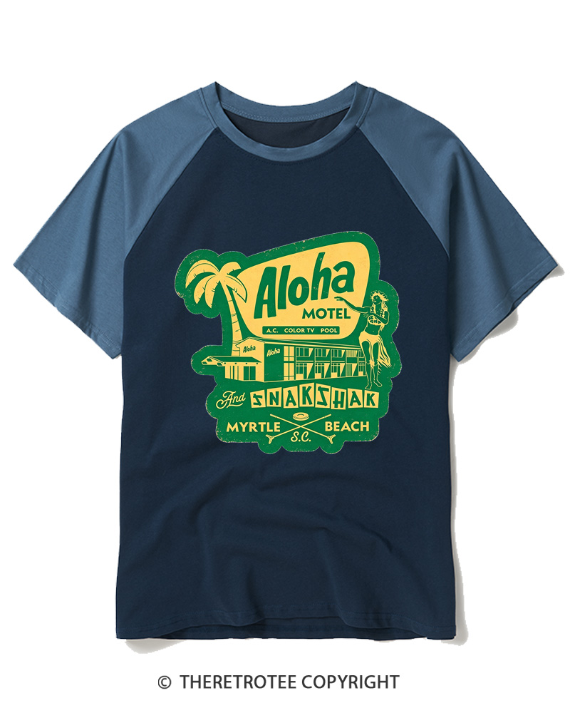 TheRetroTee Aloha Motel Raglan Baseball T-Shirt