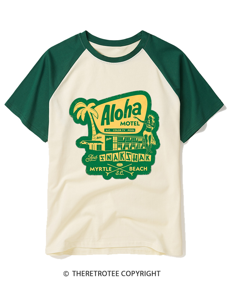 TheRetroTee Aloha Motel Raglan Baseball T-Shirt