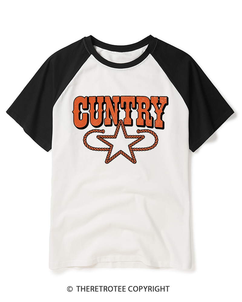 TheRetroTee Cuntry Vintage Raglan Baseball T-Shirt