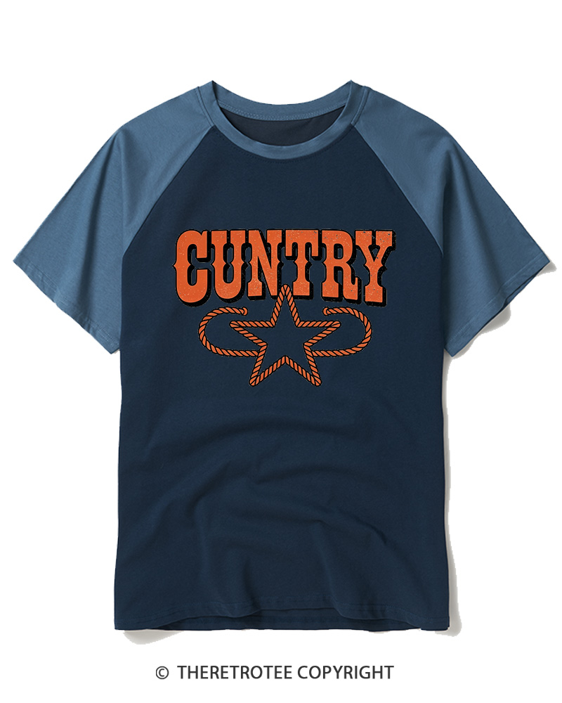 TheRetroTee Cuntry Vintage Raglan Baseball T-Shirt