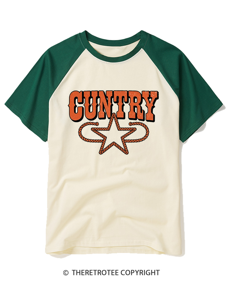 TheRetroTee Cuntry Vintage Raglan Baseball T-Shirt