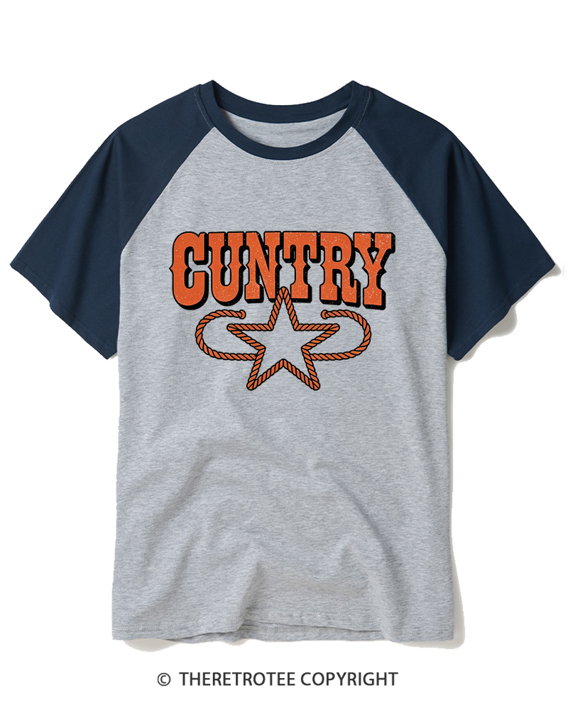 TheRetroTee Cuntry Vintage Raglan Baseball T-Shirt