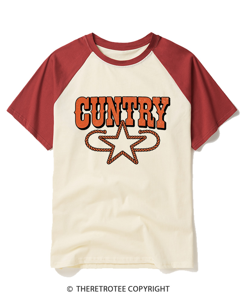 TheRetroTee Cuntry Vintage Raglan Baseball T-Shirt