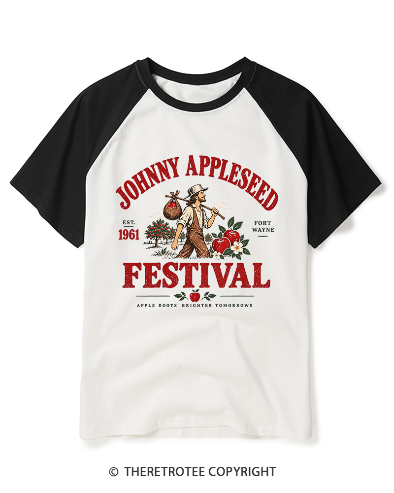 TheRetroTee 1961 Johnny Appleseed Festival Raglan Baseball T-Shirt