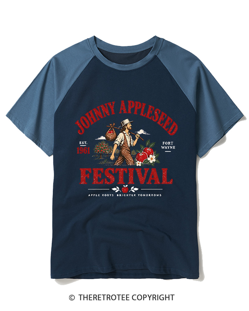 TheRetroTee 1961 Johnny Appleseed Festival Raglan Baseball T-Shirt