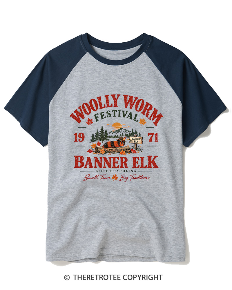 TheRetroTee 1971 Woolly Worm Festival Raglan Baseball T-Shirt