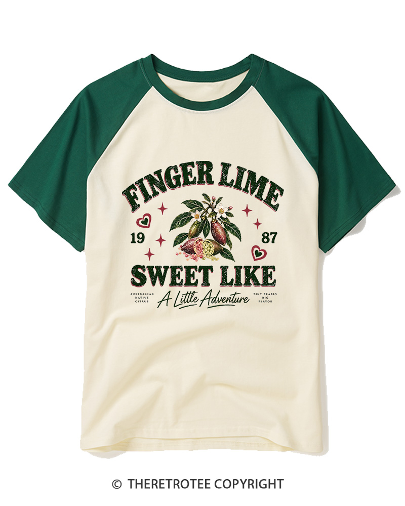 TheRetroTee 1987 Australian Vintage Finger Lime Graphic Raglan Baseball T-Shirt