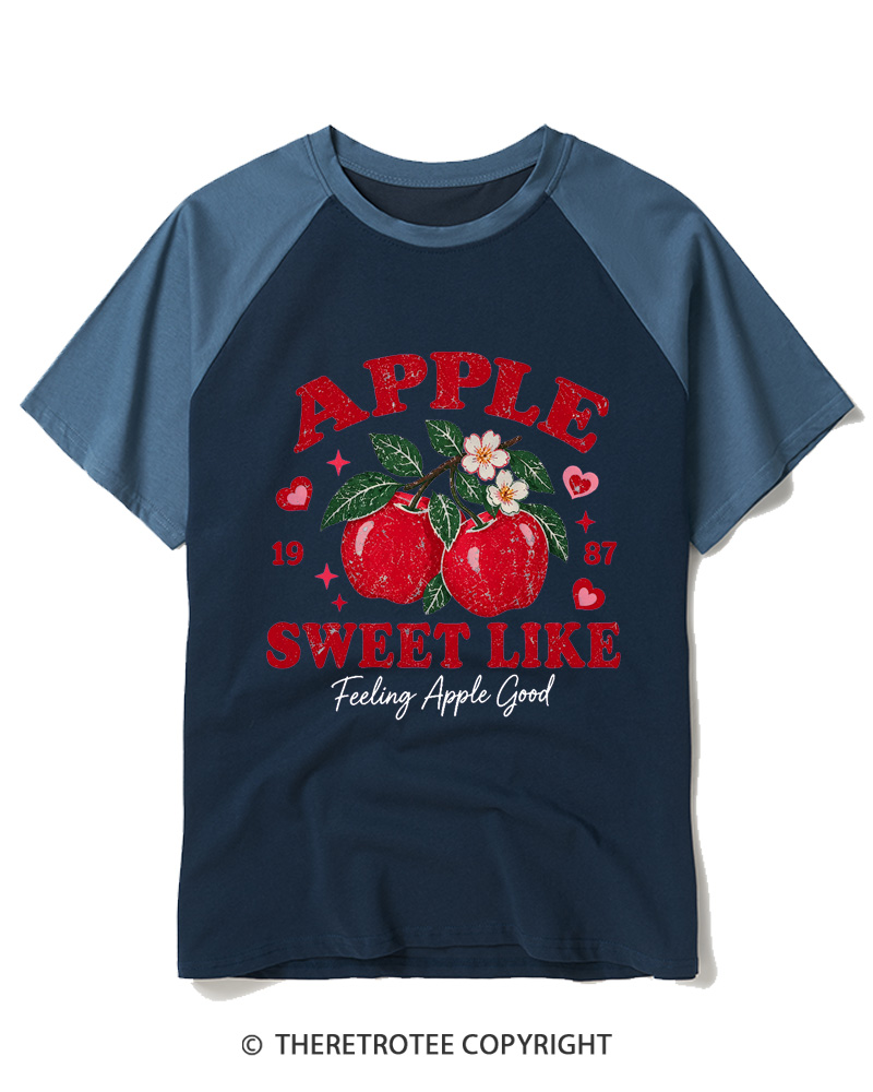 TheRetroTee 1987 Vintage Apple Graphic Raglan Baseball T-Shirt