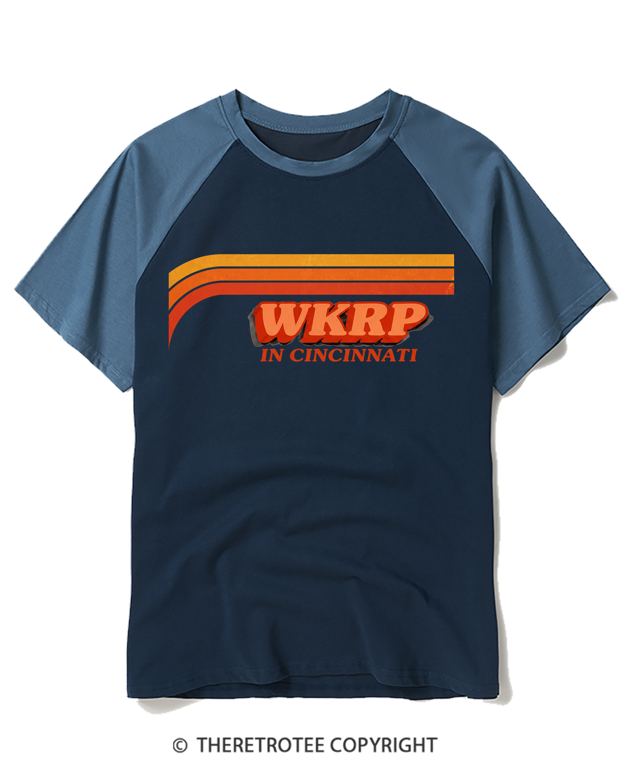 TheRetroTee Vintage WKRP in Cincinnati Raglan Baseball T-Shirt