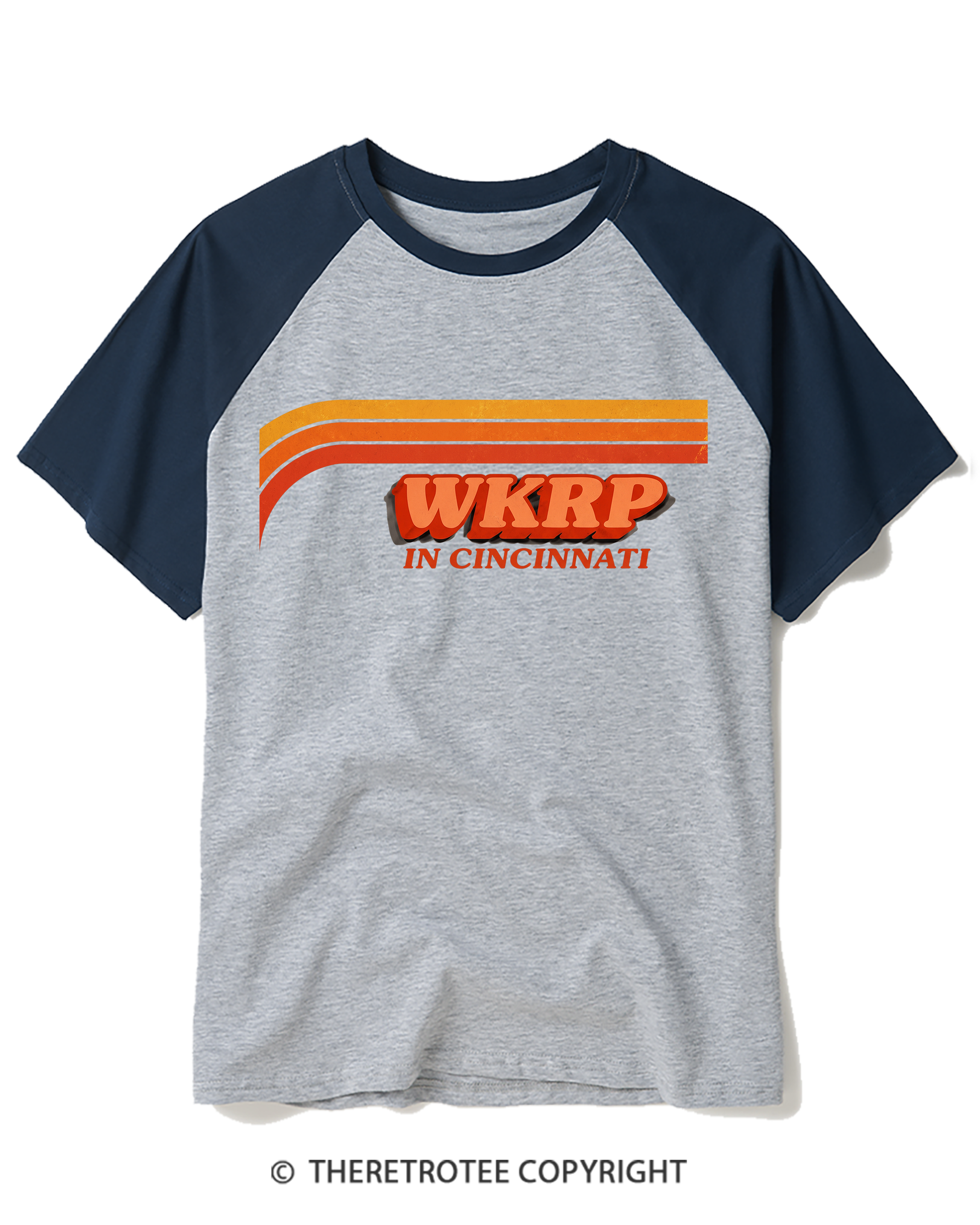 TheRetroTee Vintage WKRP in Cincinnati Raglan Baseball T-Shirt