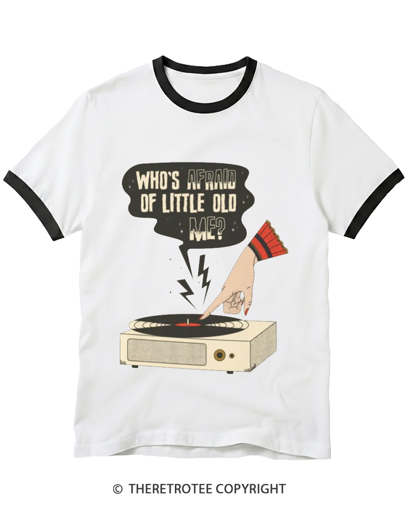 TheRetroTee Who's Afraid Of Little Old Me 1970s Ringer T-shirt