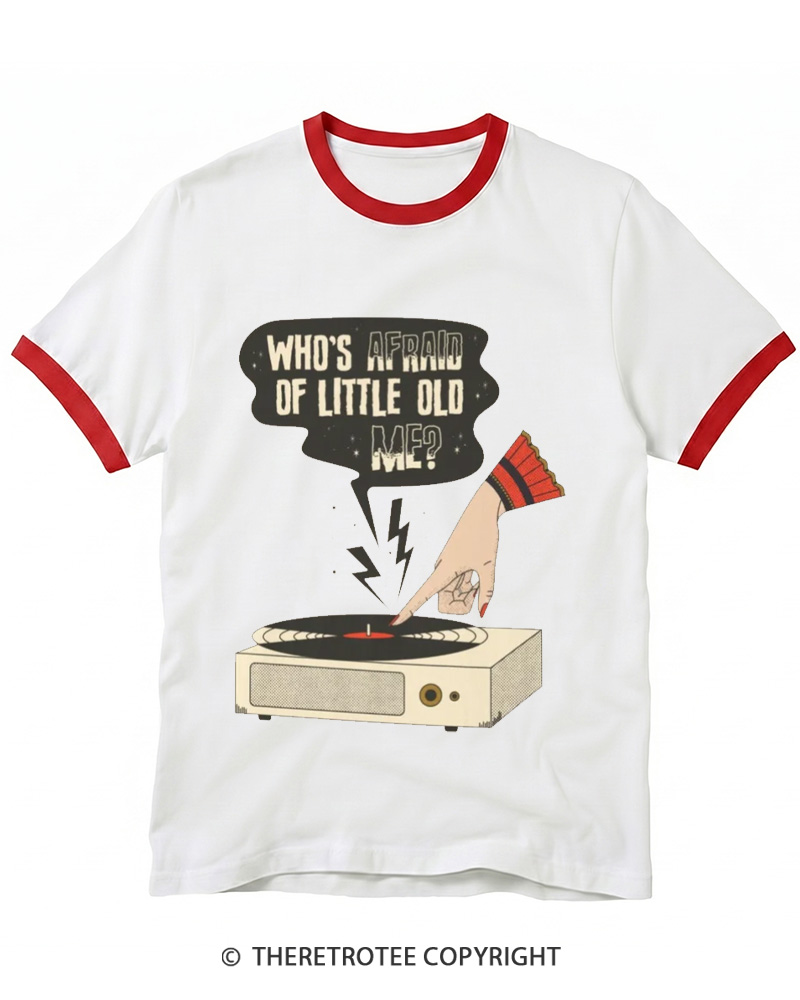 TheRetroTee Who's Afraid Of Little Old Me 1970s Ringer T-shirt