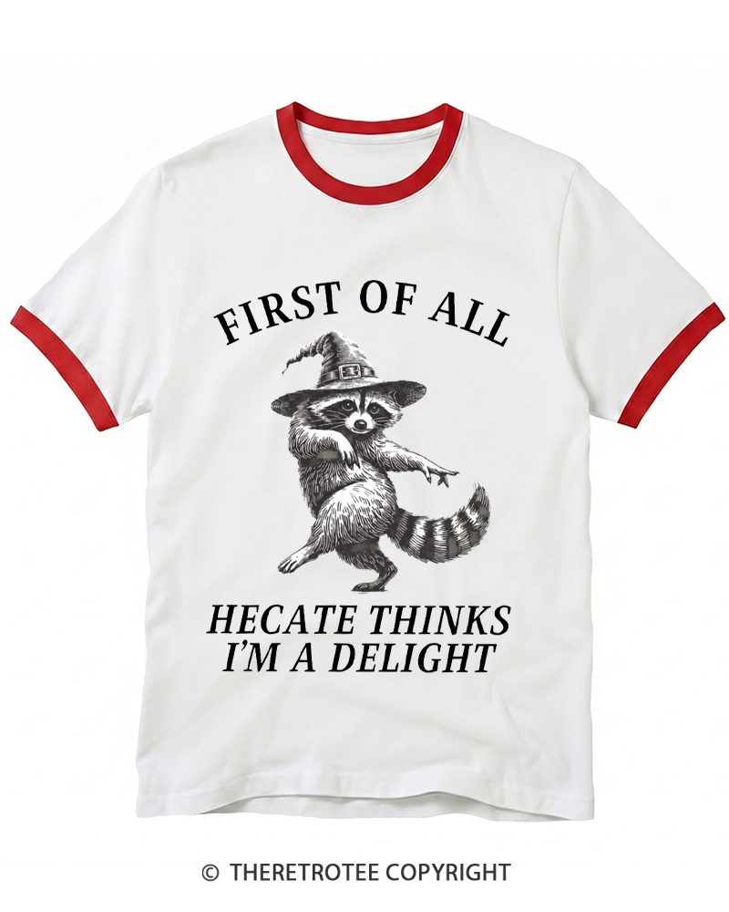 TheRetroTee Feral Halloween Raccoon 1970s Ringer T-shirt