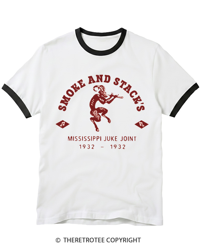 TheRetroTee Smoke & Stack's Juke Joint 1930s Ringer T-shirt