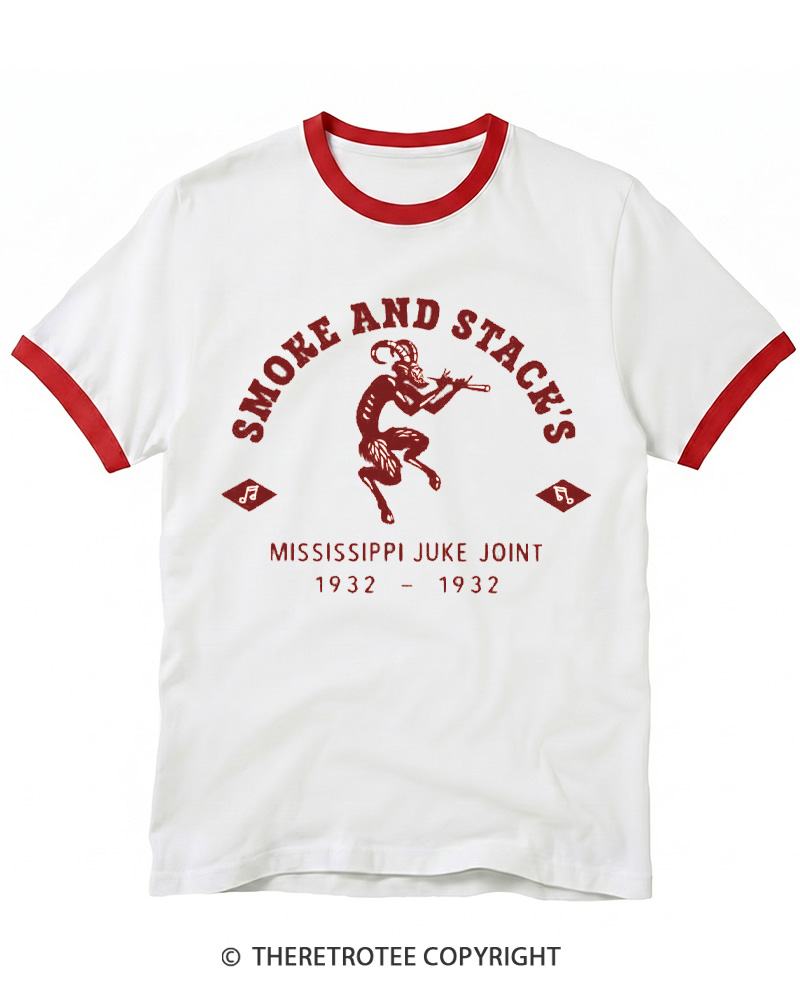 TheRetroTee Smoke & Stack's Juke Joint 1930s Ringer T-shirt