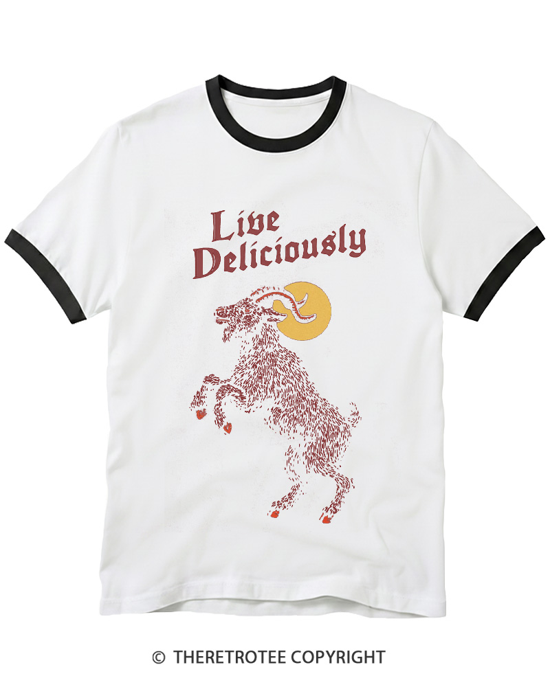 TheRetroTee Live Deliciously 1990s Ringer T-shirt