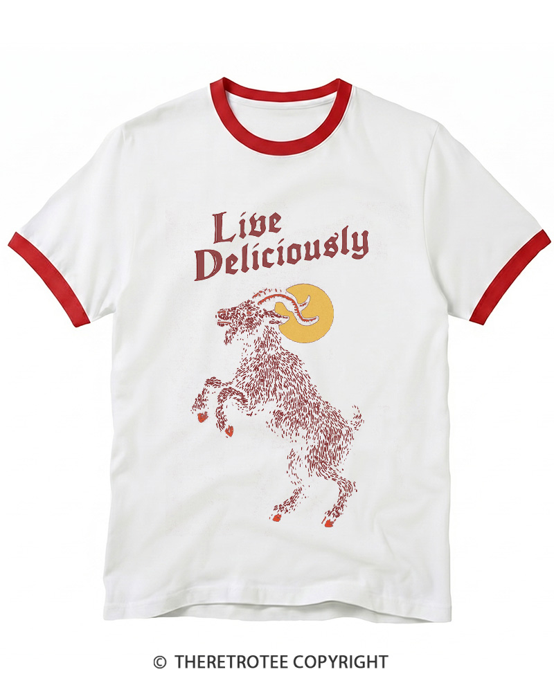 TheRetroTee Live Deliciously 1990s Ringer T-shirt