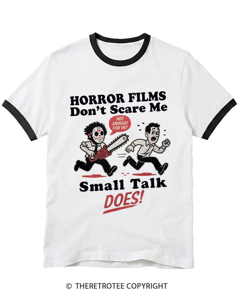 TheRetroTee Horror Small Talk 1980s Ringer T-shirt