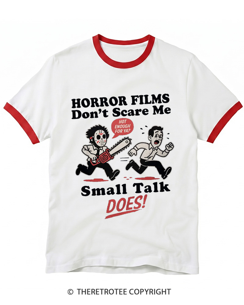TheRetroTee Horror Small Talk 1980s Ringer T-shirt
