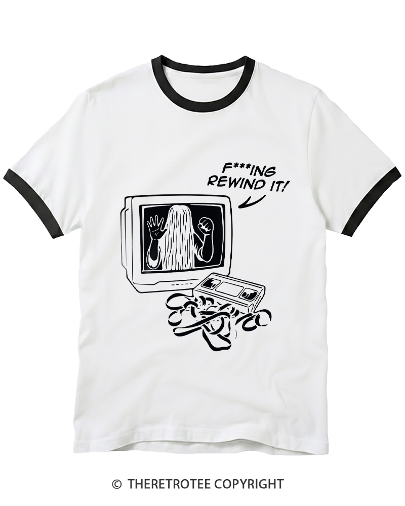 TheRetroTee FIng Rewind It 1980s Ringer T-shirt