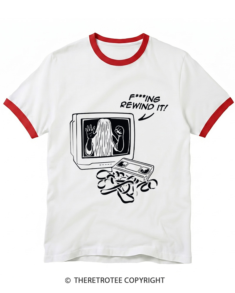 TheRetroTee FIng Rewind It 1980s Ringer T-shirt