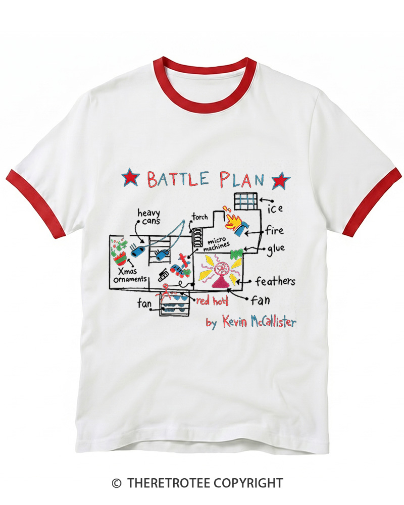 TheRetroTee Battle Plan 1990s Christmas Ringer T-shirt
