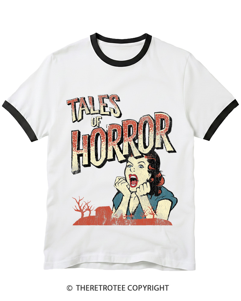 TheRetroTee Horror Movie 1950s Ringer T-shirt