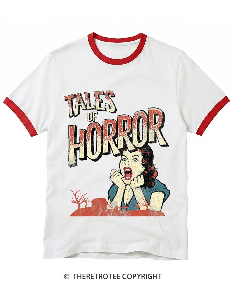 TheRetroTee Horror Movie 1950s Ringer T-shirt